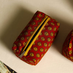  Red Handmade Cotton Toiletry Bags (Set of 3)