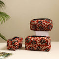  Red Handmade Cotton Toiletry Bags (Set of 3)