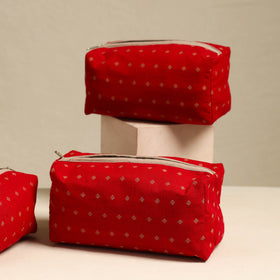  Red Handmade Cotton Toiletry Bags (Set of 3)