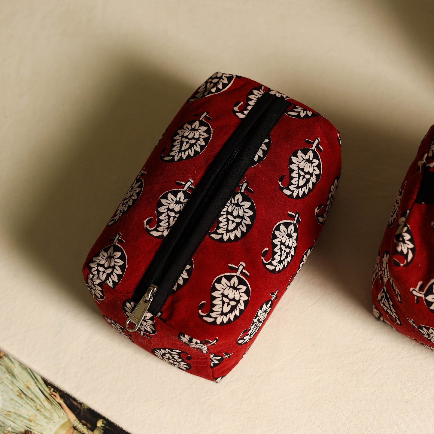  Red Handmade Cotton Toiletry Bags (Set of 3)