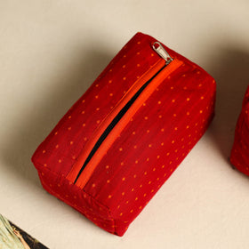  Red Handmade Cotton Toiletry Bags (Set of 3)