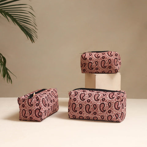 Red - handmade cotton toiletry bags (set of 3) 19