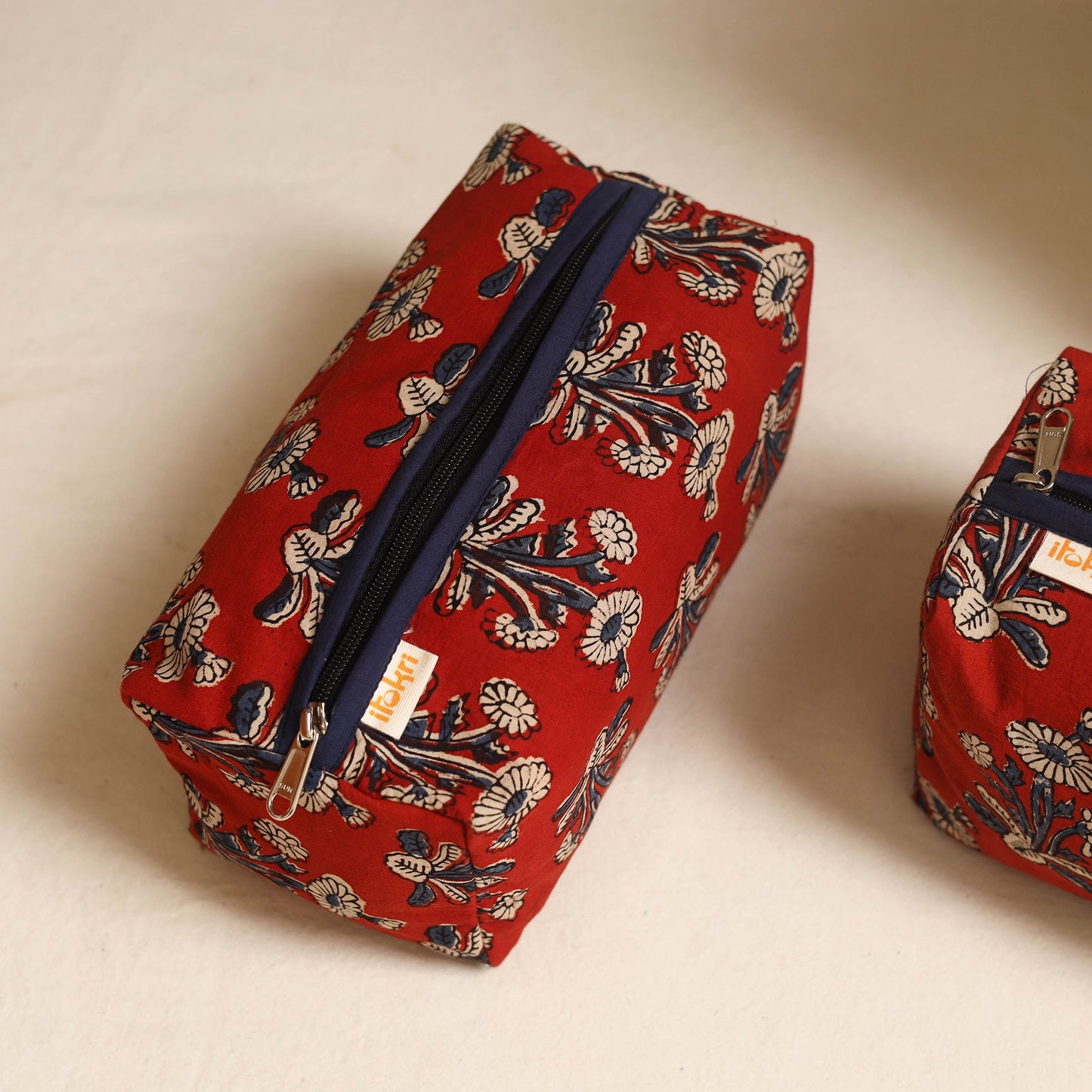 Red - handmade cotton toiletry bags (set of 3) 21