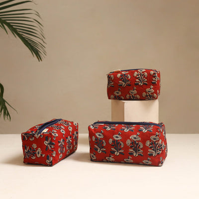 Red - handmade cotton toiletry bags (set of 3) 21