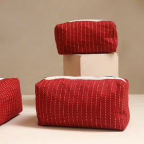 Red - handmade cotton toiletry bags (set of 3) 25