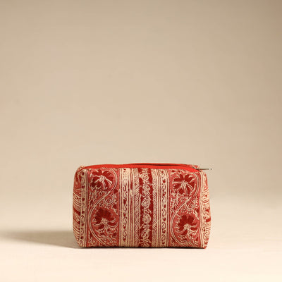  Red Handmade Cotton Toiletry Pouch 