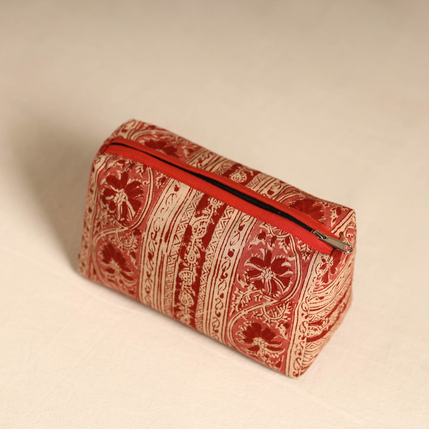  Red Handmade Cotton Toiletry Pouch 