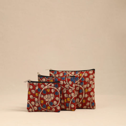 Red - handmade cotton utility pouches (set of 3) 06