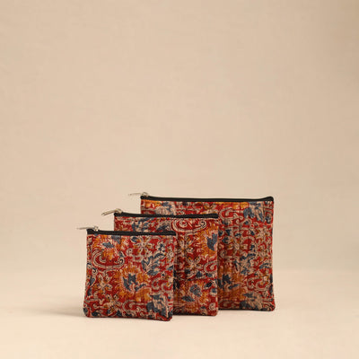 Buy Red Handmade Cotton Utility Pouches (Set of 3)