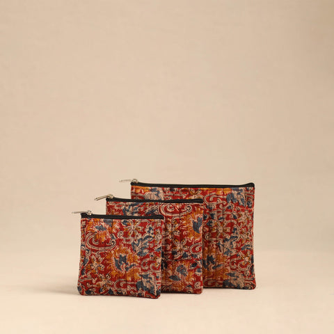 Buy Red Handmade Cotton Utility Pouches (Set of 3)