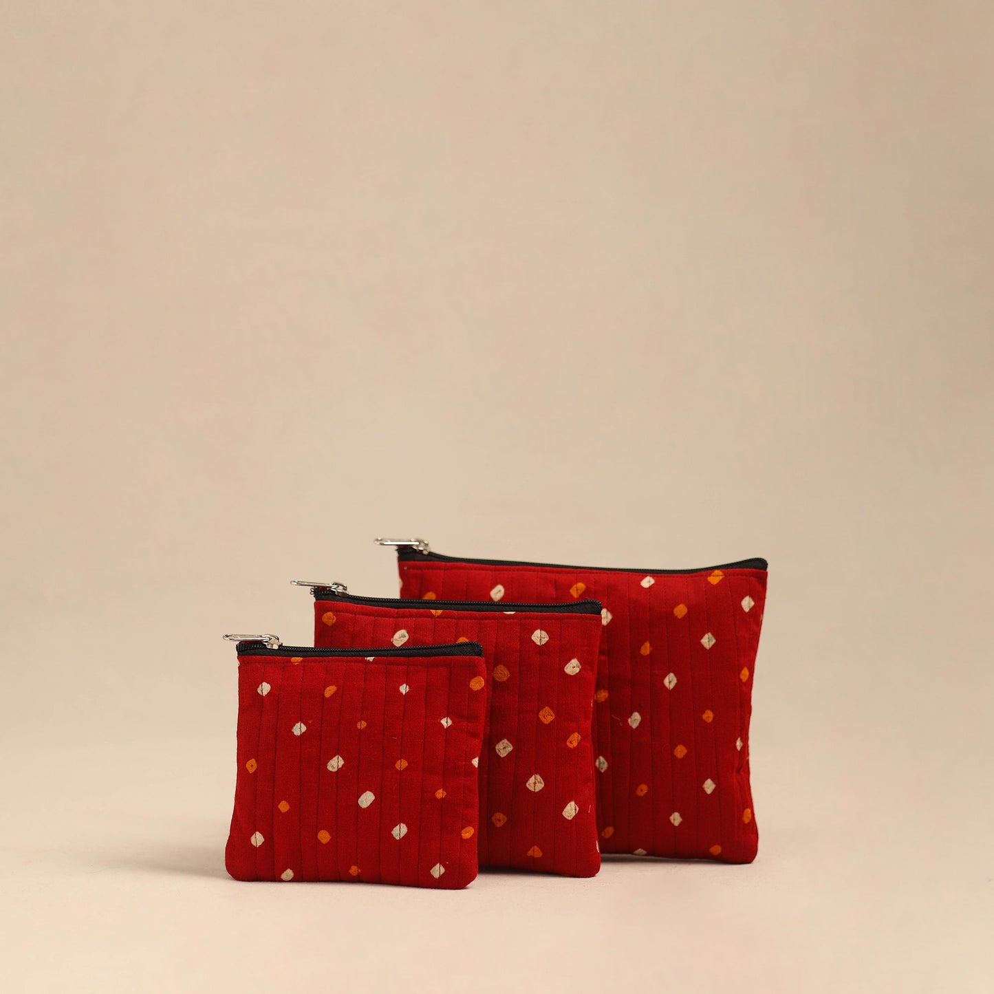 Red - handmade cotton utility pouches (set of 3) 30