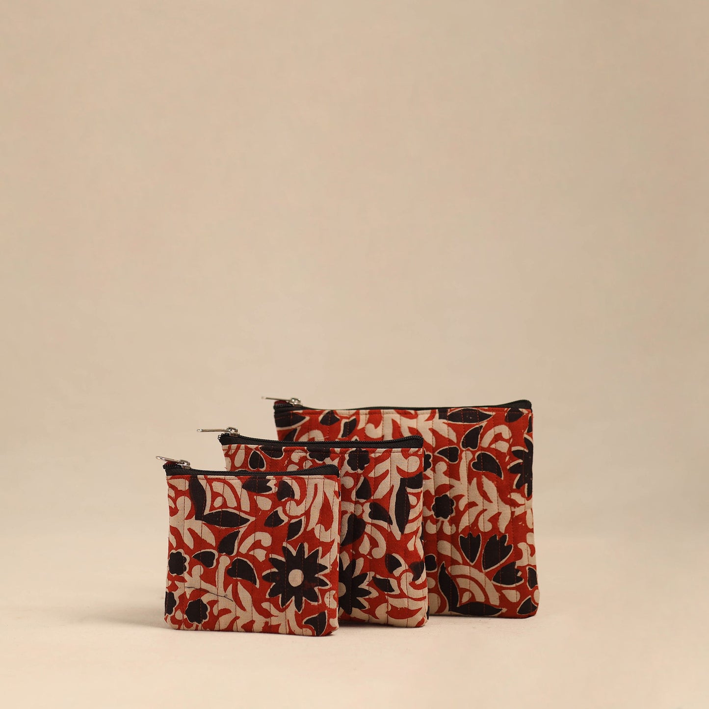 Red - handmade cotton utility pouches (set of 3) 33