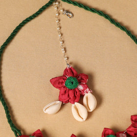 Red - handmade fabart floral jewellery set 08 - handcrafted