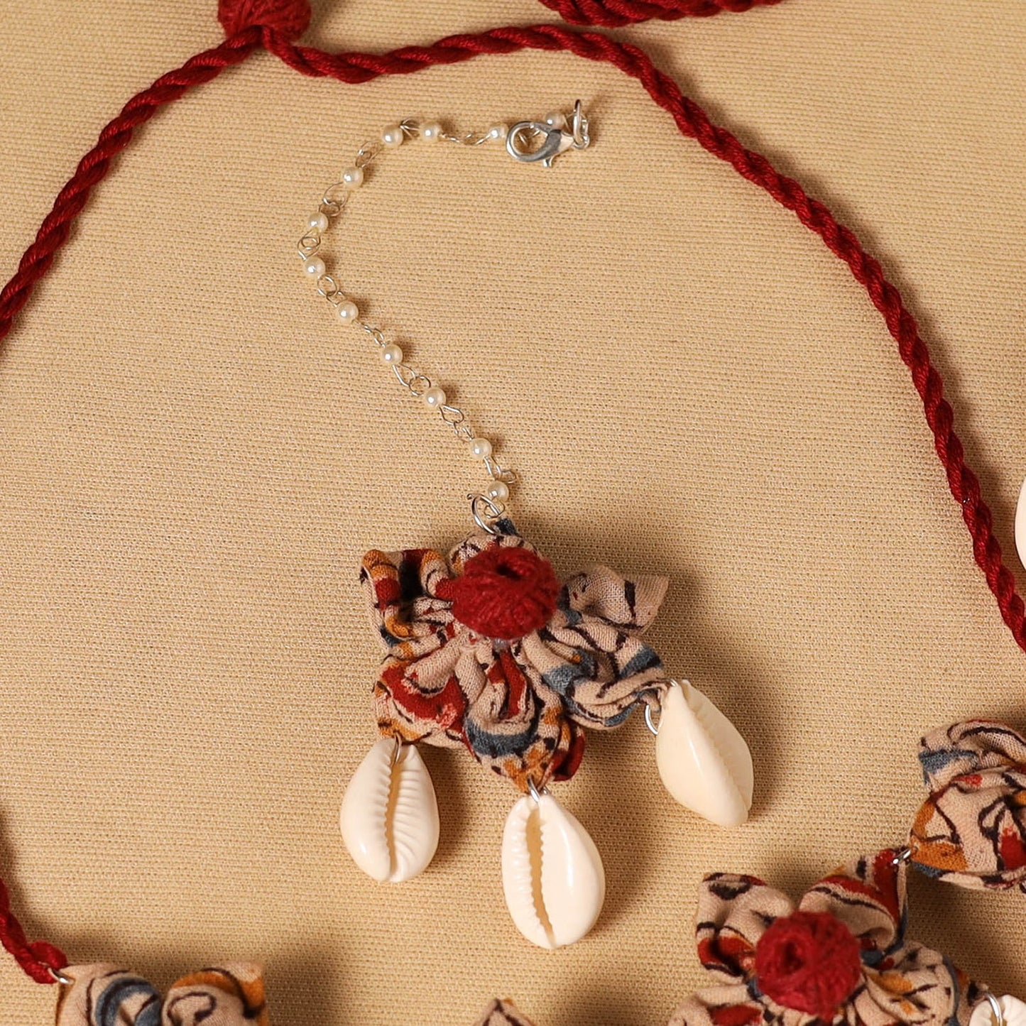 Red - handmade fabart floral jewellery set 18 - handcrafted