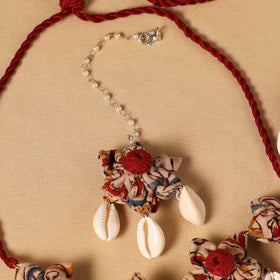Red - handmade fabart floral jewellery set 18 - handcrafted