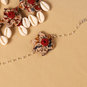 Red - handmade fabart floral jewellery set 18 - handcrafted