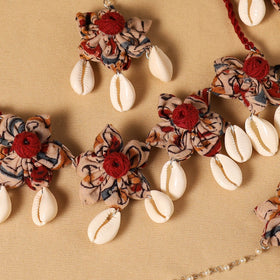 Red - handmade fabart floral jewellery set 18 - handcrafted