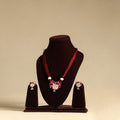 Red - handmade fabart jute necklace set 21 - handcrafted