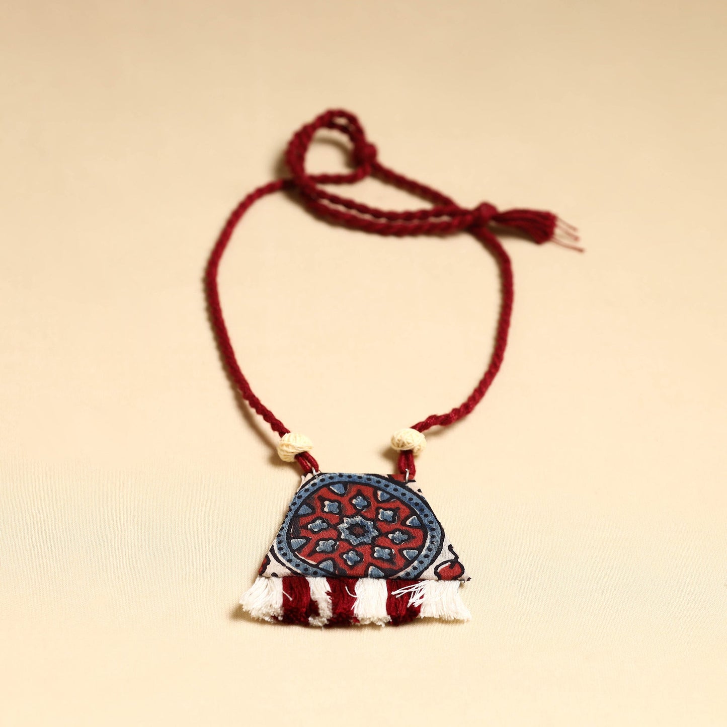 Red - handmade fabart necklace set 12 - handcrafted