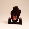 Red - handmade fabart necklace set 21 - handcrafted