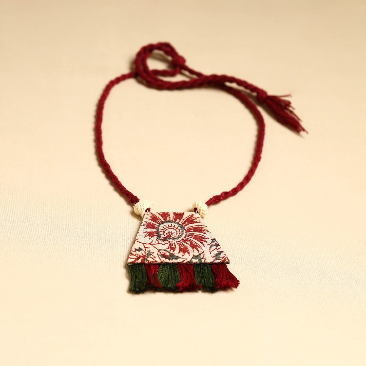 Red - handmade fabart necklace set 26 - handcrafted