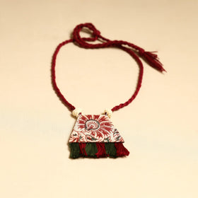 Red - handmade fabart necklace set 26 - handcrafted