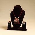 Red - handmade fabart necklace set 26 - handcrafted