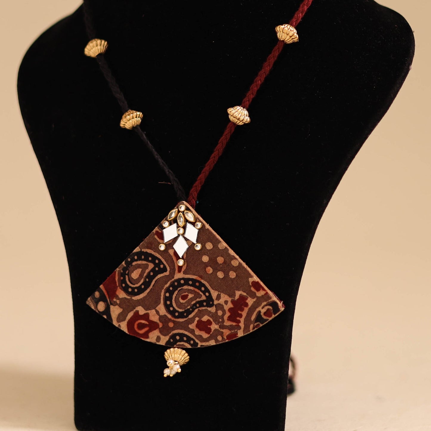 Red - handmade fabart pendant necklace 11 - handcrafted