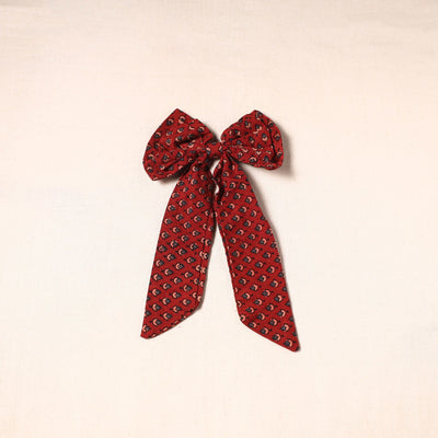 Red - handmade fabric bow hair clip 02 - handcrafted