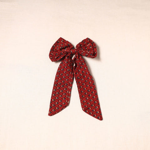 Red - handmade fabric bow hair clip 02 - handcrafted