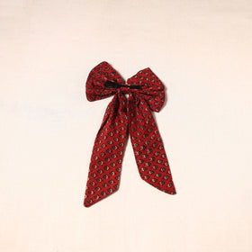 Red - handmade fabric bow hair clip 02 - handcrafted