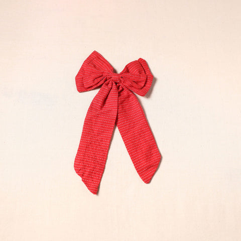 Red - handmade fabric bow hair clip 05 - handcrafted