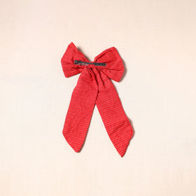 Red - handmade fabric bow hair clip 05 - handcrafted