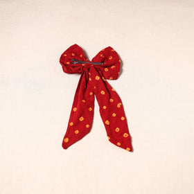 Red - handmade fabric bow hair clip 07 - handcrafted