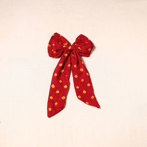 Red - handmade fabric bow hair clip 07 - handcrafted