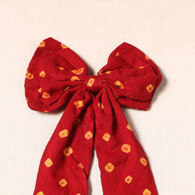 Red - handmade fabric bow hair clip 07 - handcrafted