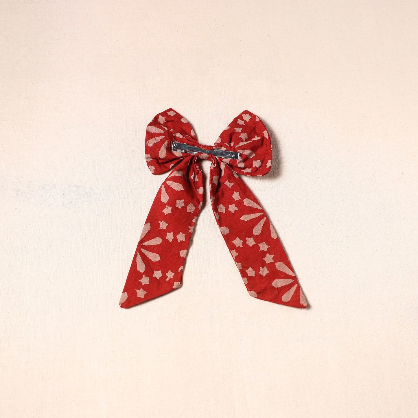 Red - handmade fabric bow hair clip 15 - handcrafted