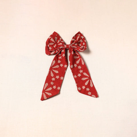Red - handmade fabric bow hair clip 15 - handcrafted