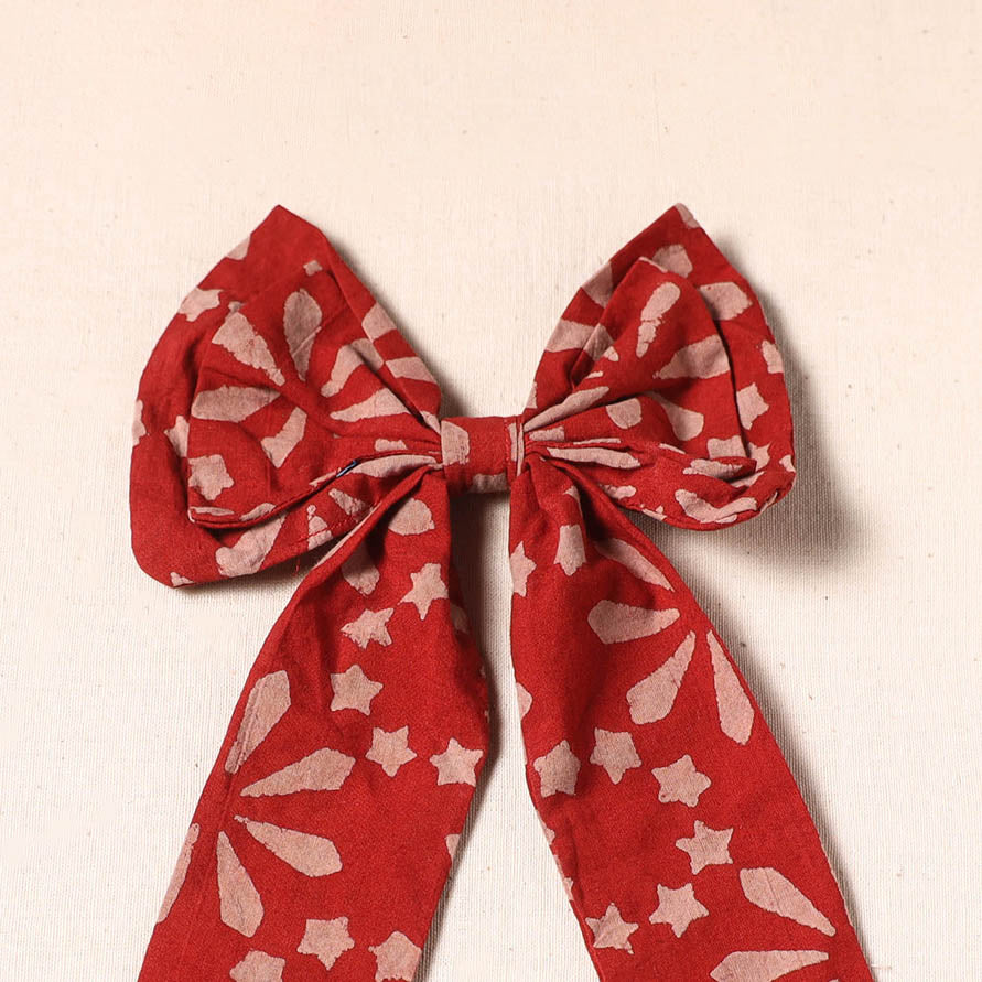 Red - handmade fabric bow hair clip 15 - handcrafted