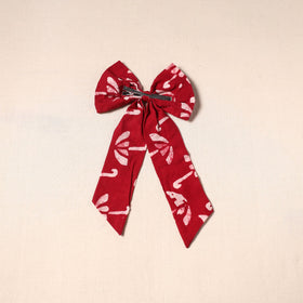 Red - handmade fabric bow hair clip 25 - handcrafted