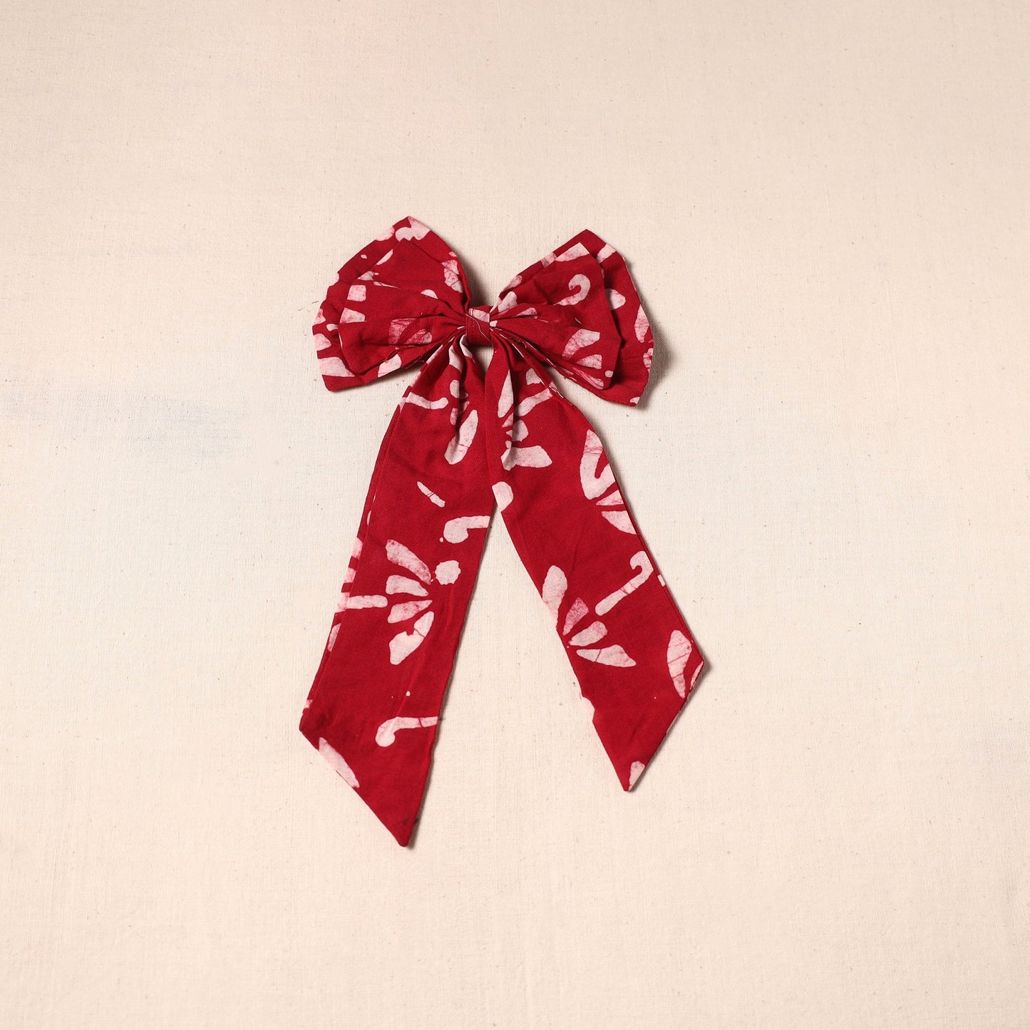 Red - handmade fabric bow hair clip 25 - handcrafted