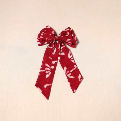 Red - handmade fabric bow hair clip 25 - handcrafted
