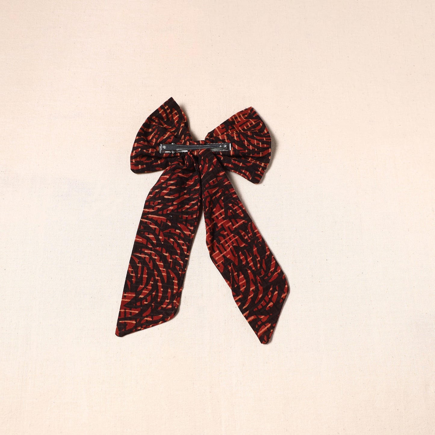 Red - handmade fabric bow hair clip 26 - handcrafted