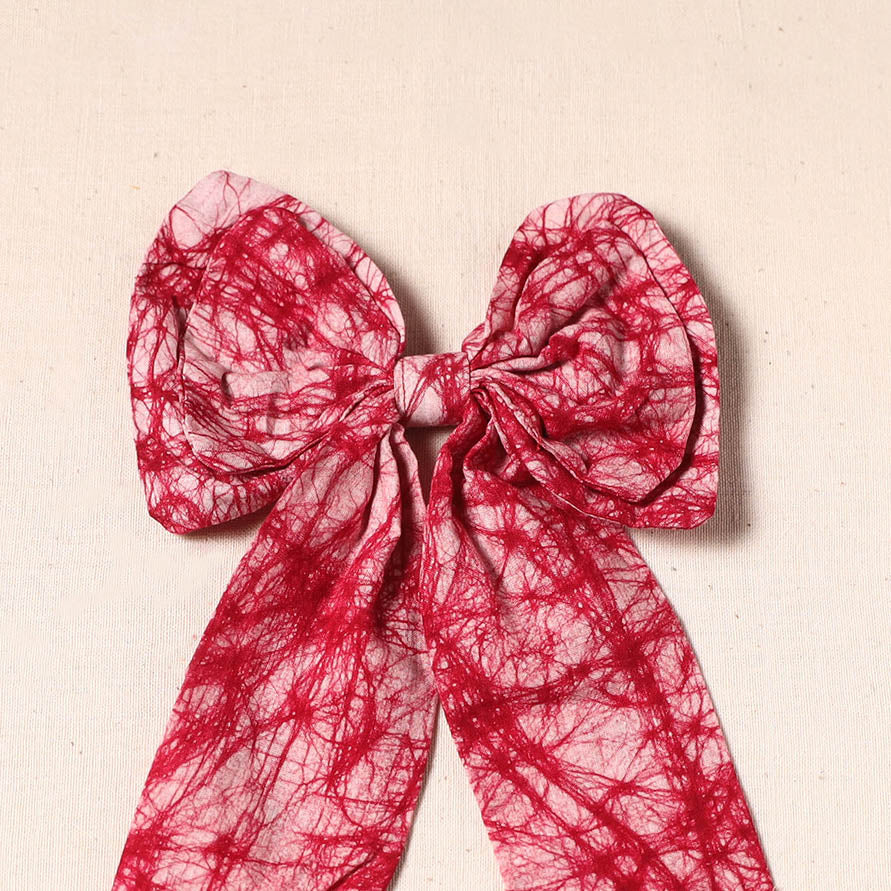 Red - handmade fabric bow hair clip 28 - handcrafted