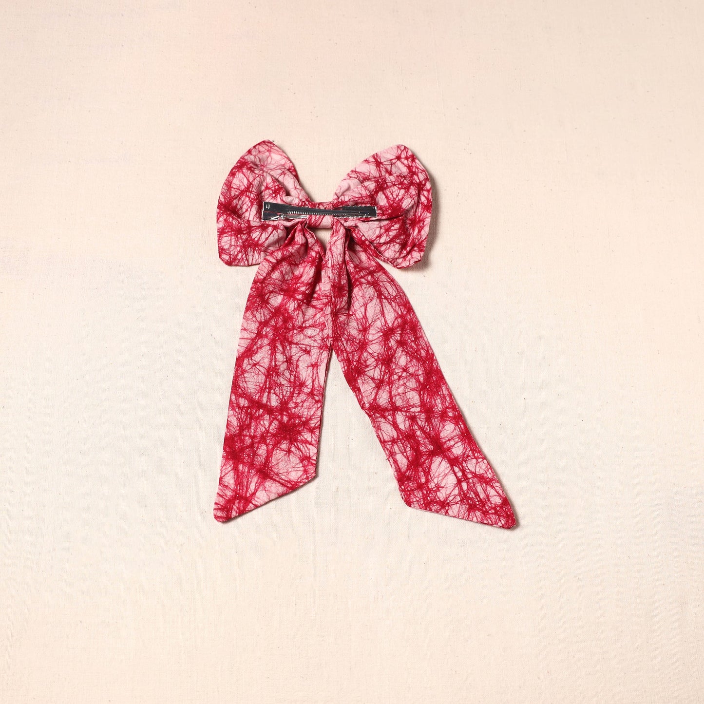 Red - handmade fabric bow hair clip 28 - handcrafted