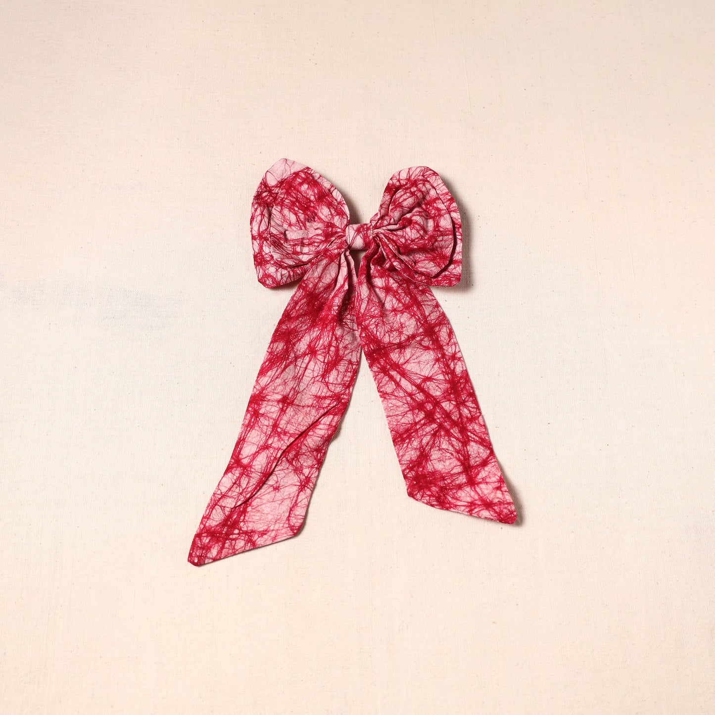 Red - handmade fabric bow hair clip 28 - handcrafted