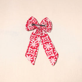 Red - handmade fabric bow hair clip 31 - handcrafted