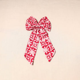 Red - handmade fabric bow hair clip 31 - handcrafted
