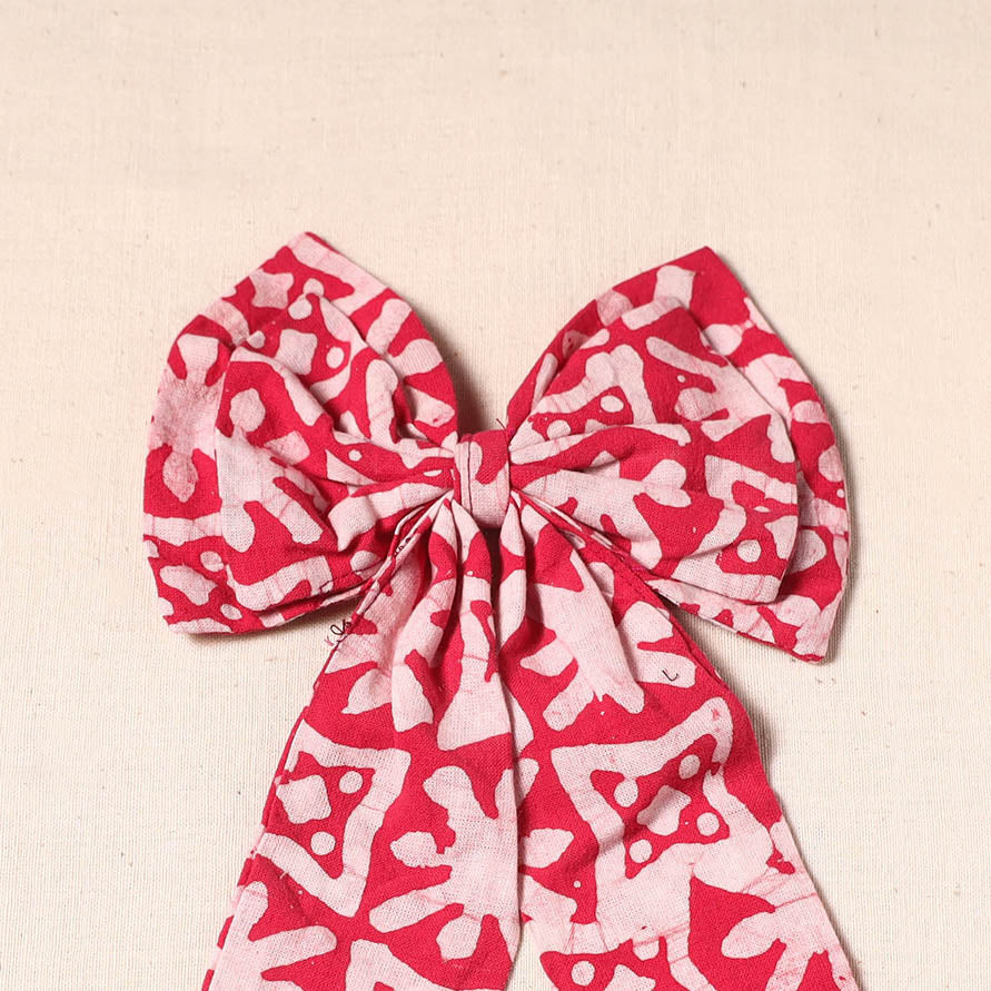 Red - handmade fabric bow hair clip 31 - handcrafted