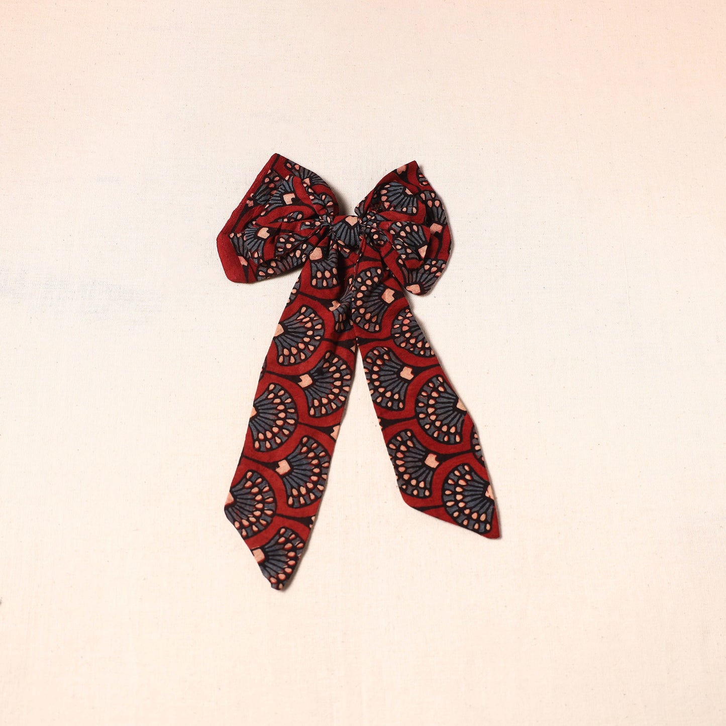 Red - handmade fabric bow hair clip 32 - handcrafted